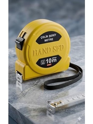 Sayemons Hand Sfd Çelik Şerit Metre, 10M x 25MM, Sarı, Mavi ve Kırmızı Renk Seçenekleri, Ölçüm Aleti (Sarı)