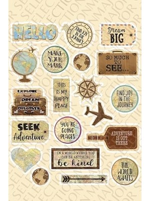 Sayemons Old Retro Ülkeler Bavul Tipi Etiket, Laptop, Ipad, Defter, Kitap, Planlayıcı Seti