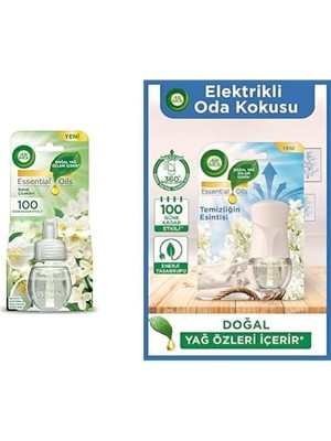 Sayemons Air Wick Elektrikli Oda Kokusu Yedek Şişe Çiçekleri ve Air Wick Elektrikli Oda Kokusu Esansiyel Yağlar Cihaz + Yedek Şişe Temizliğin Esintisi