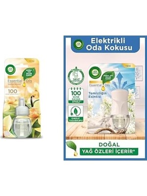 Sayemons Air Wick Elektrikli Oda Kokusu Yedek Şişe Vanilya ve Air Wick Elektrikli Oda Kokusu Esansiyel Yağlar Cihaz + Yedek Şişe Temizliğin Esintisi