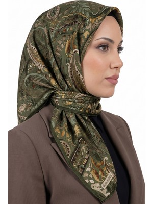 Hadiora Kadın Açık Haki Paisley Desenli Organik Soft Pamuk Eşarp
