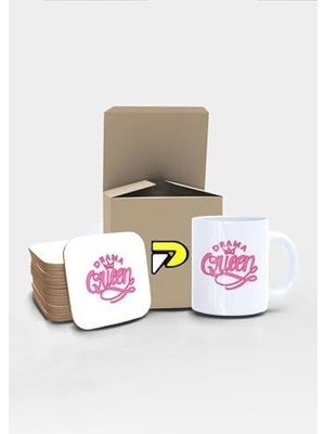 Sayemons Drama Yazılı Tipografik Tasarımlı Baskılı Kupa Bardak Seti, Eğlenceli Özel Hediye Mug