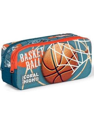 Sayemons Nefti Turuncu Basketbol Iki Bölmeli Kalem Çantası - Erkek Çocuk
