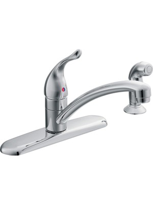 Sayemons Chateau Krom Tek Kolu Düşük Ark Mutfak Lavabo Bataryası Yan Püskürtücü, 4 Delikli Mutfak Bataryası, Ayrı Esnek Çekme Püskürtme Başlığı, Ticari, Çamaşırhane, Yardımcı Program, 7430