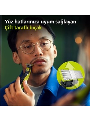 Sayemons Oneblade Yüz Için Hibrit Tıraş Makinesi, Sakal Şekillendirici, Islak/kuru Kullanım, 5’i 1 Arada Ayarlanabilir Tarak,çift Taraflı Bıçak, 45 Dakika Kablosuz Performans, QP2724/20