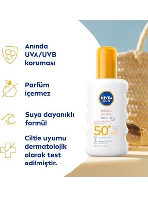 Sayemons Sun SPF50 Hassas Ciltlere Özel Çok Yüksek Güneş Koruyucu Sprey 200ML, Güneş Alerjisine Karşı Etkili,kokusuz