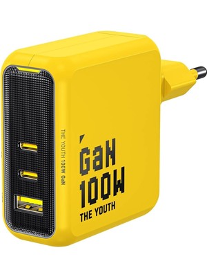 Sayemons Youth 3 Portlu Şarj ADAPTÖRÜ,100W Şarj Cihazı, Gan Hızlı Şarj Istasyonu, Sarı