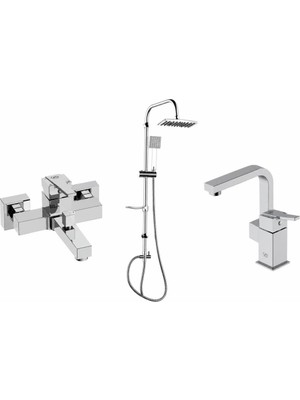 Gpd Tepe Duş Seti ve Banyo - Lavabo Bataryası Ritmo MBB85-MTL85-DST19-3