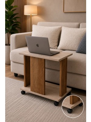Nenu Nova- Bohem Tarzı Yan Sehpa - Salon Sehpası- Laptop Sehpası - Tekerlekli Sehpa -Modern Sehpa