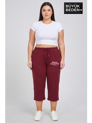 Superlife Kadın Büyük Beden Unified Collective Baskılı Beli Lastikli Bol Paça Kapri Şort 3xl-6xl SPR26BSRK591-10