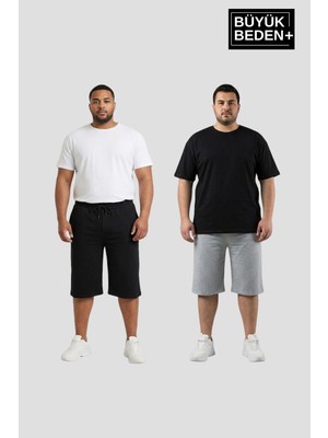 Superlife Büyük Beden Erkek 2’li Kapri Şort Rahat Kalıp Seti 3xl-6xl  SPR26BSR591+2