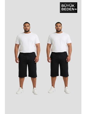 Superlife Büyük Beden Erkek 2’li Kapri Şort Rahat Kalıp Seti 3xl-6xl  SPR26BSR591+2