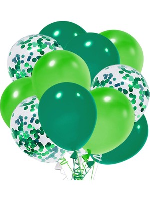 Sayemons 12-10 Inc Koyu ve Açık Yeşil Konfetili 10 Adet Balon