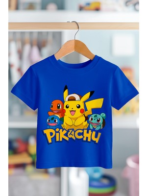 Book Orbook Pikachu Charmander Bulbasaur %100 Pamuk Premium Kalite Çocuk Tişörtü (3-12 Yaş)