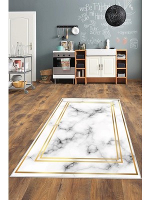 Sayemons Pelangi Beyaz Gök Desenli Yıkanabilir Kaymaz Taban Leke Tutmaz Modern Salon Halısı ve Yolluk, Beyaz-Gri 160 x 240