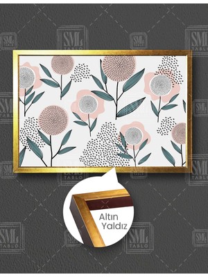 SML Tablo Dekoratif Sanatsal Çiçek Modern Yatay Çerçeveli Kanvas Tablo
