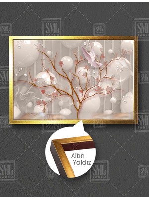 SML Tablo Modern Dekoratif Inci Ağacı Dokoratif Yatay Çerçeveli Kanvas Tablo
