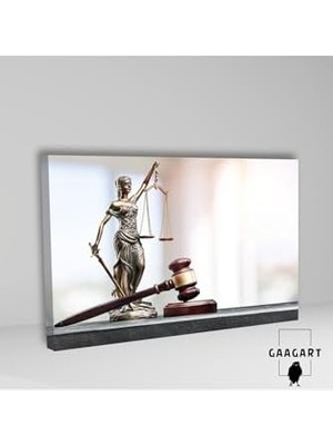 Sayemons Tekli Yatay Kanvas Hukuk Bürosu Tablosu Themis Heykeli Adalet, 90 x 60