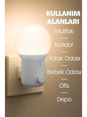 Sayemons Gece Lambası Tuşlu Koridor Hol Işığı Uyuma Işığı (Kubbe Beyaz)