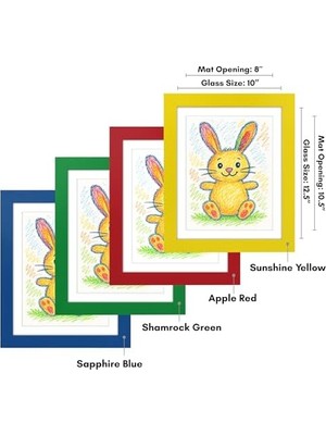 Sayemons Kids Artwork Frame Changeable (Multicolor) - Magnetic Holds 100 Art Pieces - 8.5X11 Size Display With Mat Or 10X12.5 Without Mat - My Mini Masterpiece (Set Of 4)