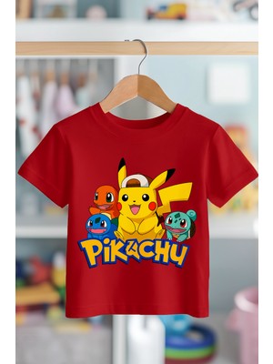 Book Orbook Pikachu Charmander Bulbasaur %100 Pamuk Premium Kalite Çocuk Tişörtü (3-12 Yaş)