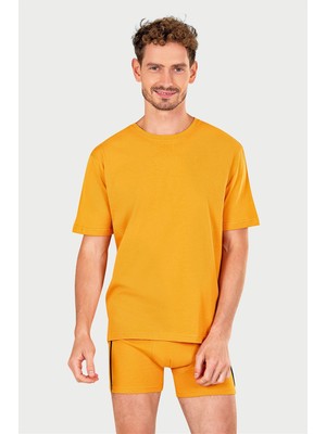 Obje Erkek Hardal Süprem Yarım Kol T-Shirt