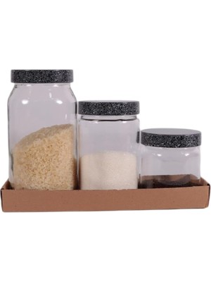Sayemons 139357-810 Granit Desenli Kavanoz Seti 3'lü (425-660-1000 Ml)