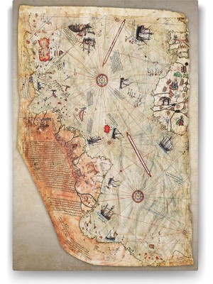 Sayemons Piri Reis Dünya Haritası Kanvas Tablo - 100X140CM