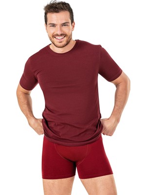 Obje Erkek Bordo Sıfır Yaka Yarım Kol T-Shirt
