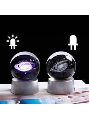 Sayemons Kristal Cam Küre Renk Değiştiren LED Işıklı Gece Lambası Dekoratif Hediyelik Tozbulutu Galaxy