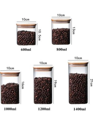 Sayemons 1400ML Sızdırmaz Vakumlu Bambu Kapaklı Borosilikat Cam Kavanoz – Hava Geçirmez & Dayanıklı Gıda Saklama Kabı (10CM x 21CM)