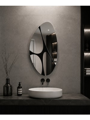Effe Yapı Dekor Asimetrik Model Uv Baskılı Çerçevesiz 87X50 cm Boy Aynası