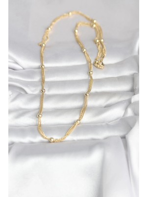 Uravas Store Mey Ithalat® cm 14K Gold Renk Topçuk Model 60 cm Kadın Kolye