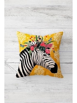 Sayemons Pelangi Tepesi Çiçekli Zebra Çift Tarafı Baskılı Gizli Fermuarlı Yastık Kılıfı Kırlent Koltuk Yastık Kılıfı, Sarı 45 x 45, 24691134645451
