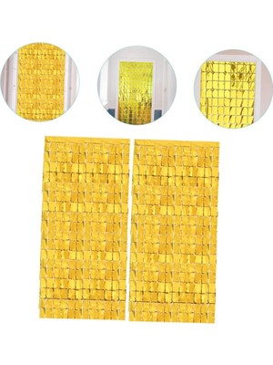 Uravas Store Mey Ithalat®  Ekstra Metalize Altın Renk Disko Dikdörtgen Kesim Kapı Perdesi Dekorasyon 1x2 Metre
