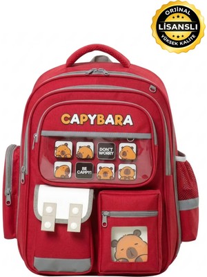 Capybara Orijinal Lisanslı Okul Çantası – Fonksiyonel, Su Geçirmez, Cepli, Erkek/kız Çocuk Çantası K