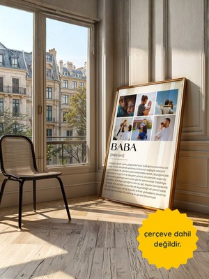 Fuart.Co Babalara Özel Kişiye Özel Poster, 6 Fotoğraflı Babalar Günü Posteri,çerçevesiz Poster
