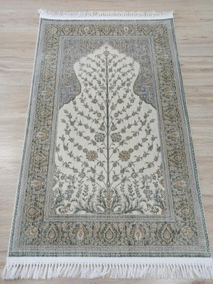 Pırlanta 100 Tarak Ipeksi Seccade Krem Dark Green