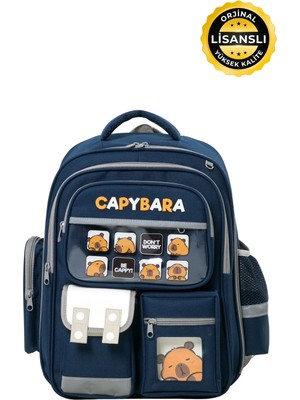 Capybara Orijinal Lisanslı Okul Çantası – Fonksiyonel, Su Geçirmez, Cepli, Erkek/kız Çocuk Çantası