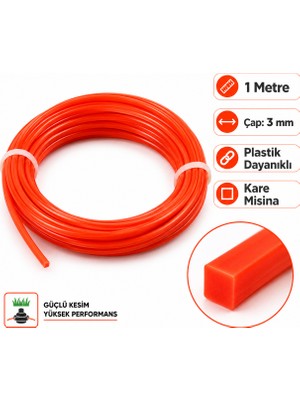 Badem10 Motorlu Tırpan Misinası 3,3 mm 1 Metre Kare Dayanıklı Uzun Ömürlü Profesyonel Plastik Ip
