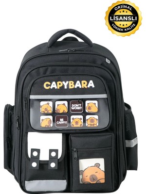 Capybara Orijinal Lisanslı Okul Çantası – Fonksiyonel, Su Geçirmez, Cepli, Erkek/kız Çocuk Çantası S