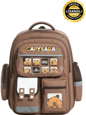 Capybara Orijinal Lisanslı Okul Çantası – Fonksiyonel, Su Geçirmez, Cepli, Erkek/kız Çocuk Çantası K