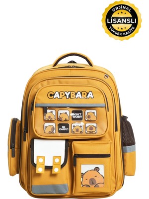 Capybara Orijinal Lisanslı Okul Çantası – Fonksiyonel, Su Geçirmez, Cepli, Erkek/kız Çocuk Çantası