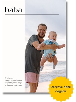 Fuart.Co Babalara Özel Kişiye Özel Poster, Tek Fotoğraflı Babalar Günü Posteri,çerçevesiz Poster