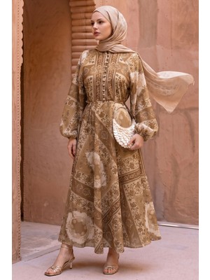 inStyle Düğme Detay Otantik Camel Elbise