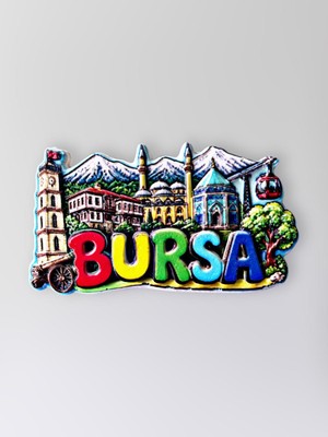 Mundy Bursa Temalı Polyester Kabartmalı Magnet 8 x 5 cm – Dekoratif Hediyelik Buzdolabı Süsü  (KOD:1119)