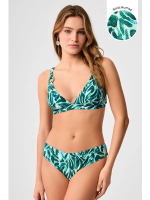 Kom Rim Aksesuar Detaylı Üçgen Bikini Takımı Yeşil