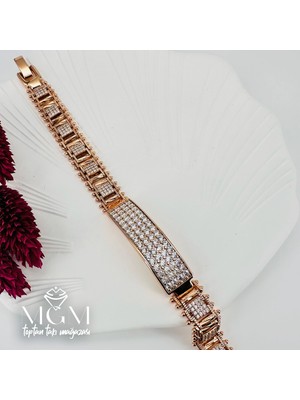 Ulugo Rose  Zirkon Taşlı Pirinç Bileklikler 19 cm - KBL0050