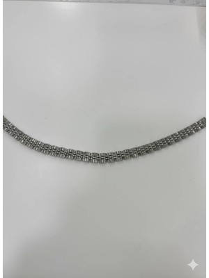 Ulugo Rodyum Çelik  Erkek Çelik Bileklik Boy 21.5 cm / En 0.8 Mm  - EBL0037