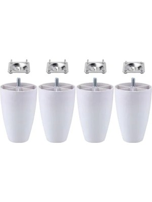 Erdo Ticaret 4 Adet Oval Plastik Ayak - 12 cm Beyaz Mobilya Ayağı